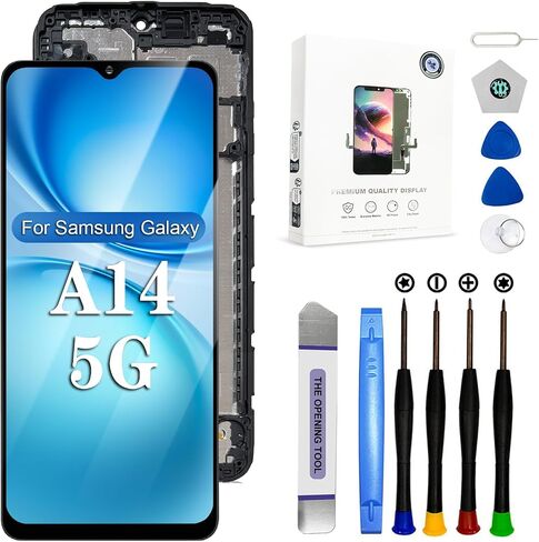 EFAITHFIX for Samsung Galaxy A14 5G Screen Replacement with Frame | 6.6 inch LCD display digitizer with frame, fits A14, A146, A146U, S146DL, A146A, A146W, touch assembly, repair tool kit in Saudi Arabia