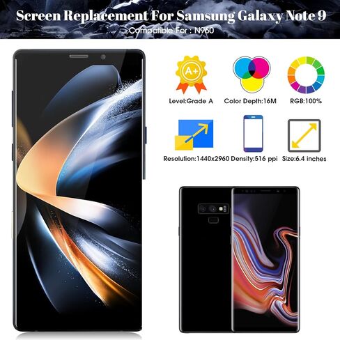 TFT for Samsung Note 9 Screen Replacement for Samsung Galaxy Note 9 LCD Digitizer for Samsung SM-N960 Touch Screen Display Assembly Repair Kits (with Frame) (Blue) in Saudi Arabia
