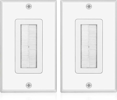 TNP Black Brush Wall Plate Cable Pass Through Cover, Single Gang, 1-Pack | Black Single-Gang 1-Pack Variation; Low-Voltage Brush Cover Routes Hdmi, Coax, Speaker and Network Cables for Tv Setups in Kuwait