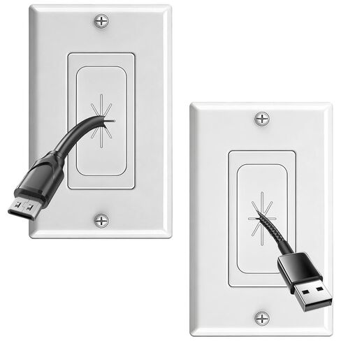 FORGING MOUNT Flexible Rubber Wall Grommet Insert with Decorator Wall Plate, Ideal Cable Pass Through for Wall Mounted TVs & Low-Voltage Cables, Size 1-Gang 4.50" x 2.75", White, 2 Pack in Saudi Arabia
