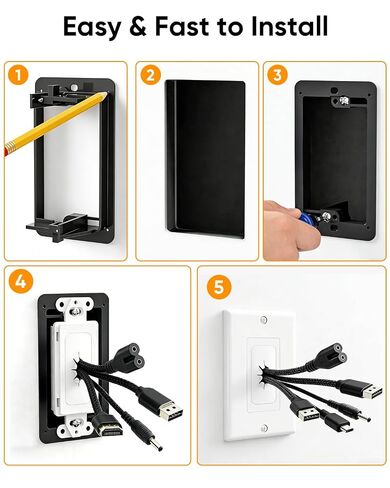 FORGING MOUNT Flexible Rubber Wall Grommet Insert with Decorator Wall Plate, Ideal Cable Pass Through for Wall Mounted TVs & Low-Voltage Cables, Size 1-Gang 4.50" x 2.75", White, 2 Pack in Saudi Arabia