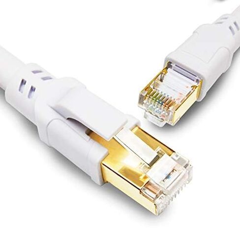 Yauhody CAT8 Ethernet Cable 6 ft 2 Pack, High Speed 40Gbps 2000MHz FFTP Internet Network LAN Wire Cables with Gold Plated RJ45 Connector for Router,Modem,Switches,Hub,Laptop(6ft,White,2Pack) in Saudi Arabia