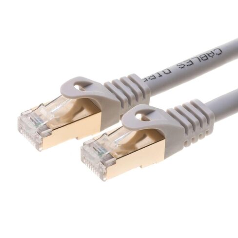 Cat 7 Ethernet Patch Cable - 10ft, Stranded, 600MHz, 26AWG, Pure Bare Copper, Flexboot Shielded Category 7 Ethernet Cable, Light Gray in Saudi Arabia