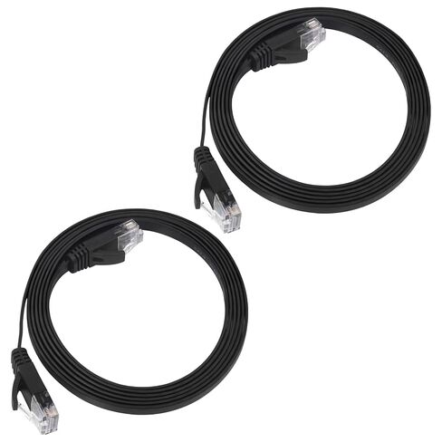 REXUS Cat 6 White Flat Shielded Ethernet Network Cable (65 FT), High Speed 10Gbps LAN Wires Internet Patch Cable with RJ45 Connector Faster Than Cat5/Cat5e (C6F200B) in Kuwait