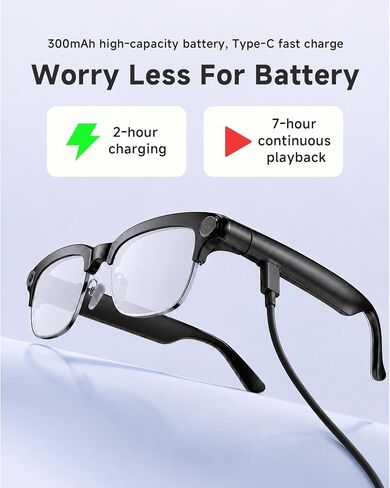 TOOBUR AI Smart Glasses with 8MP Camera, 1080P Anti-Shake HD Video, 2 Pairs of len, Real-Time Translation & Voice Assistant, Bluetooth Calls & Open-Ear Audio for Vlogging, Travel & Meetings in Kuwait