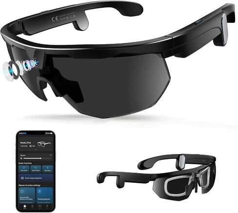 AI Smart Glasses, 8MP Camera Glasses, 4K HD Video, Bluetooth Sunglasses | Open-Ear Audio|Photochromic Lenses|IPX5 Waterproof|WiFi 4 Transfer|139-Language Translation|Vlogging Travel Work Meetings in Saudi Arabia
