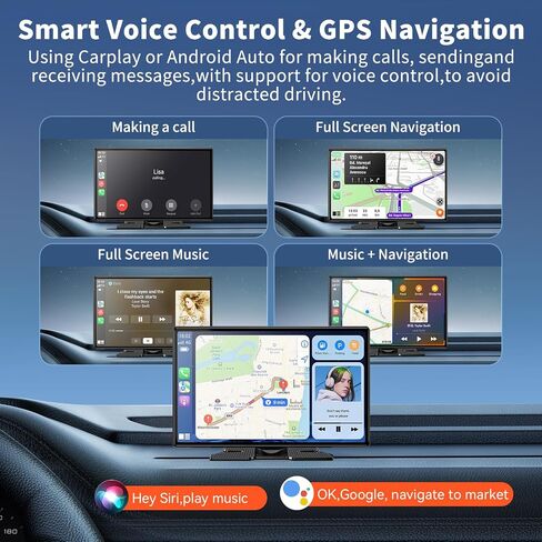 شاشة Carplay لاسلكية مقاس 11 بوصة Apple Carplay للسيارة مع كاميرا احتياطية 4K Dash Cam وكاميرا احتياطية 1080P، وستيريو السيارة لـ Carplay & Android Auto GPS Navigation/Bluetooth/مرآة الارتباط/التحكم الصوتي/FM/Siri in Kuwait