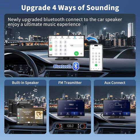 شاشة Carplay لاسلكية مقاس 11 بوصة Apple Carplay للسيارة مع كاميرا احتياطية 4K Dash Cam وكاميرا احتياطية 1080P، وستيريو السيارة لـ Carplay & Android Auto GPS Navigation/Bluetooth/مرآة الارتباط/التحكم الصوتي/FM/Siri in Kuwait