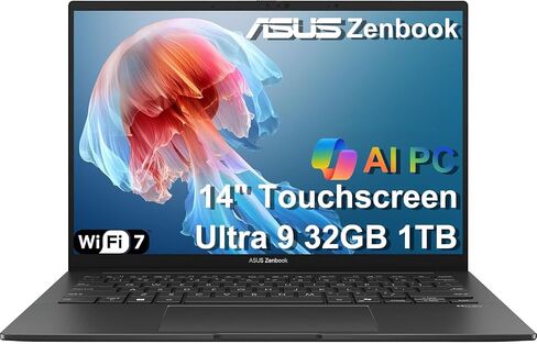 ASUS Zenbook 14, 14" Touchscreen, Intel Ultra 9 285H, 32GB DDR5, 1TB SSD | FHD+ OLED AI PC Laptop, 16-Core, >i9-13900H, Backlit, 2x Thunderbolt 4, Wi-Fi 7, 18-Hr Battery, IR Webcam, Win 11 Pro, UX3405 in Saudi Arabia
