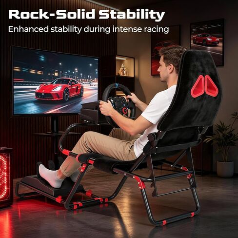 RACGTING Foldable Racing Simulator Cockpit,Gaming Sim Cockpit with Red Seat | Space-saving Storage, Fully Adjustable, 80% pre-assembled, Fit fot Logitech Thrustmaster MOZA, For apartments & living rooms in Saudi Arabia