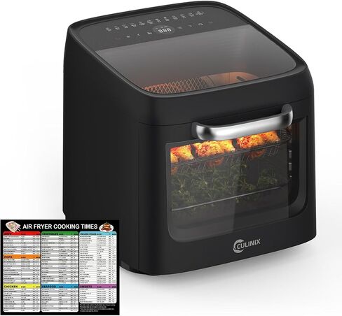 13 QT Large Air Fryer Toaster Oven Combo with Rotisserie 12-in-1 | Dual Viewing Windows Rotisserie Dehydrator Convection Rapid Cooking 8 Accessories Home & Commercial Black in Saudi Arabia