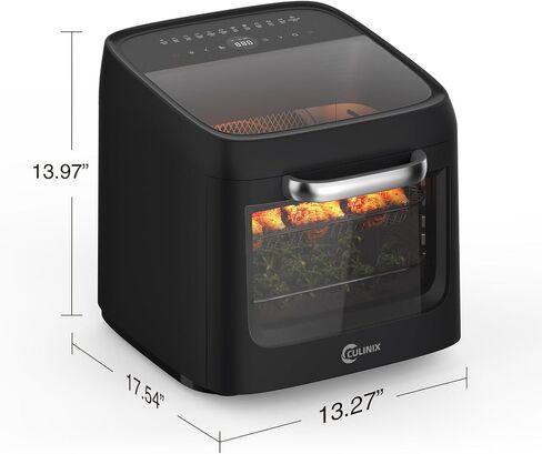 13 QT Large Air Fryer Toaster Oven Combo with Rotisserie 12-in-1 | Dual Viewing Windows Rotisserie Dehydrator Convection Rapid Cooking 8 Accessories Home & Commercial Black in Saudi Arabia
