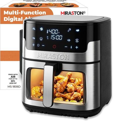 8.5QT Digital Air Fryer, XL Stainless Steel Oven with Clear Window | HEALTHY COOKING: Large air fryer for 5-6 people; PFAS-free coating for toxin-free meals & effortless dishwasher clean. in Saudi Arabia