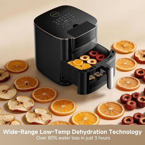 Dreame 7Qt Large Air Fryer, SmartSteam, 6-in-1, No-Flip, Ceramic Coated | 360° Airflow, Steam for Crispy & Juicy, 12 Presets, PFAS Free, Viewing Window, Compact Design, Dishwasher-Safe, AF30 Black in Saudi Arabia