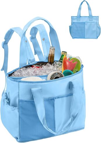 Odoland 2-in-1 Beach Cooler Bag-24 Can + 13L Dry Storage 12H Insulated | Large Soft Cooler with Multi-Pocket Design, Collapsible & Leakproof, Ideal for Beach, Picnic, Camping, Family Trips in Saudi Arabia