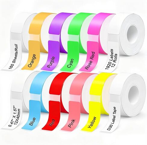 D30 Label Tape Print Master Labels Refill for Phomemo 0.47x1.57 1920ct BPA Free in Saudi Arabia