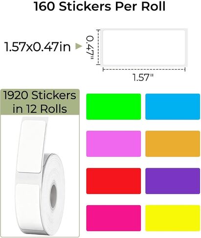 D30 Label Tape Print Master Labels Refill for Phomemo 0.47x1.57 1920ct BPA Free in Saudi Arabia