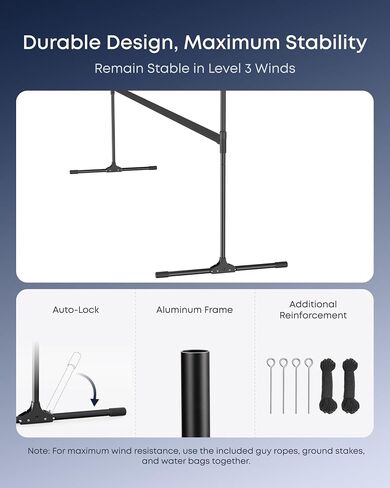 NEBULA 100-Inch Outdoor Projector Screen with Stand, Portable Carry Bag, 16:9 Movie Screen, Quick and Easy Setup, Wrinkle-Free and Washable, Durable Aluminum, for Outdoor, Backyard, Home Theater in Kuwait