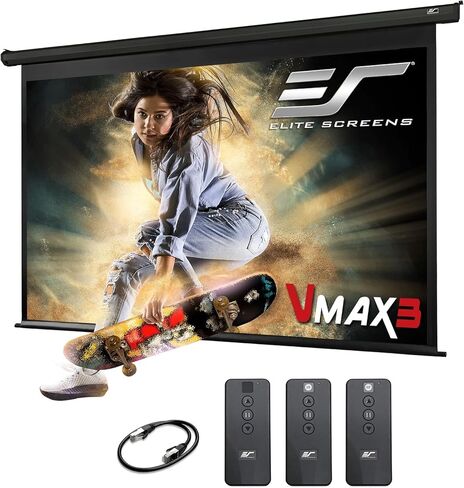 Elite Screens VMAX Tab Tension 3 135" 16:9 Projector Screen VMAXT135XWH3 | Electric Motorized Tab-Tensioned CineWhite, 4K/8K Front Projection Screen, Swift-RC1, Standard/Short Throw & UST Compatible in Saudi Arabia