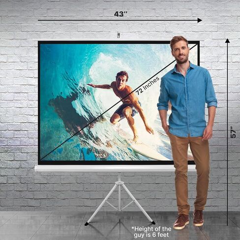 Pyle 72 Inch Outdoor Projector Screen with Stand-Portable Fold Out Roll Up Screen with Tripod Stand,White Matte Fabric 4:3 Aspect Ratio 4K HD Quality Black Masking Border,Ideal for Home and Office Use in Saudi Arabia
