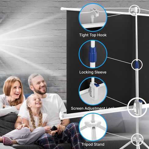 Pyle 72 Inch Outdoor Projector Screen with Stand-Portable Fold Out Roll Up Screen with Tripod Stand,White Matte Fabric 4:3 Aspect Ratio 4K HD Quality Black Masking Border,Ideal for Home and Office Use in Saudi Arabia