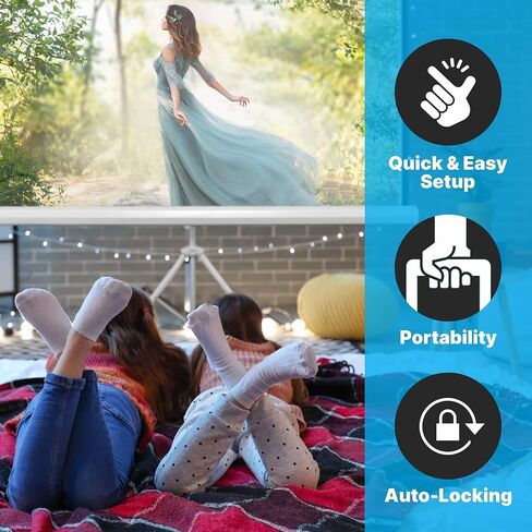 Pyle 72 Inch Outdoor Projector Screen with Stand-Portable Fold Out Roll Up Screen with Tripod Stand,White Matte Fabric 4:3 Aspect Ratio 4K HD Quality Black Masking Border,Ideal for Home and Office Use in Saudi Arabia