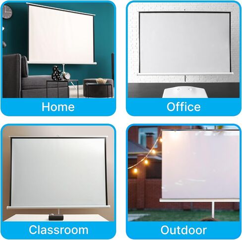Pyle 72 Inch Outdoor Projector Screen with Stand-Portable Fold Out Roll Up Screen with Tripod Stand,White Matte Fabric 4:3 Aspect Ratio 4K HD Quality Black Masking Border,Ideal for Home and Office Use in Saudi Arabia
