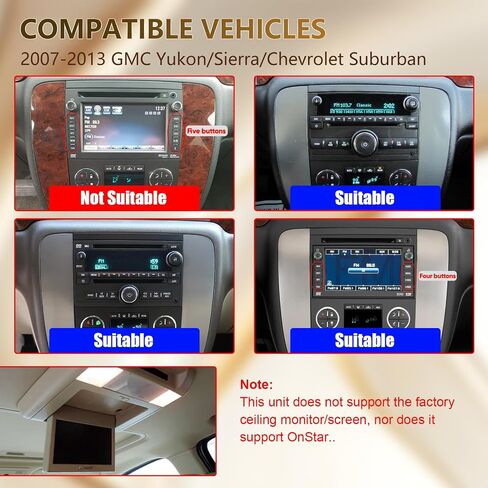 5G WiFi(6) Car Radio for GMC Yukon Chevrolet Chevy Silverado 2007-2013 Tahoe Sierra Android13/Wireless CarPlay/Android Auto/Touch Screen/GPS Navigation/Bluetooth/FM/HD Backup Camera (Black(2+64)) in Saudi Arabia