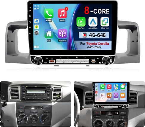 Android Car Radio Stereo for Toyota Corolla 2003-2008 Screen 2+32G | Upgraded Carplay Android Auto Car Screen, 9 Inch IPS Touchscreen Head Unit with WiFi GPS Bluetooth FM SWC +MIC+Backup Camera in Saudi Arabia