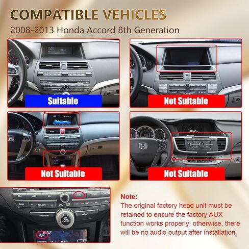 5G WiFi(6) Car Radio for Honda Accord 2008 2009 2010 2011 2012 2013 (8th Gen), Android13/Wireless CarPlay/Android Auto/Touch Screen/GPS Navigation/Bluetooth/FM/HD Backup Camera (2+64) in Saudi Arabia