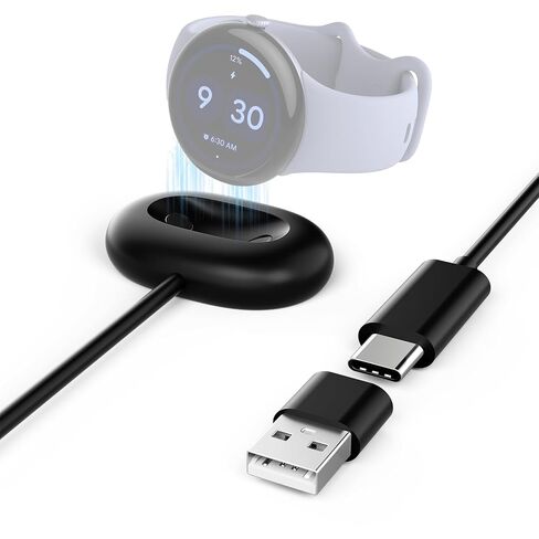 Magnetic Charger Cable for Google Pixel Watch 4 Charger (White) | Type-C to 2 Pin Charging Cable with USB Adapter, Replacement Charging Dock for Pixel Watch 4 (41mm/45mm) in Saudi Arabia