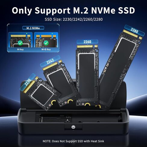 حاوية FIDECO M.2 NVMe SSD، محول M.2 NVMe إلى USB، قارئ USB 3.2 Gen 2 (10Gbps) SSD لـ M & M+B Key NVMe SSD، يدعم UASP وTrim، تركيب بدون أدوات، تصميم على شكل ساندويتش in Kuwait