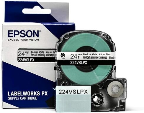 Epson LABELWORKS 224VSLPX Label Tape - Black on White - 1" (24mm) in Saudi Arabia