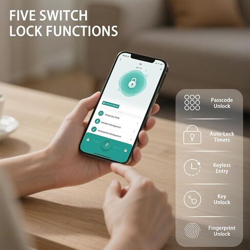 Smart Fingerprint Door Lock, 5 in 1 Keyless Entry Biometric Door Lock with Keypad, APP/IC Card/Fingerprint/Code/Key Unlock for Home Bedroom Apartment in Saudi Arabia
