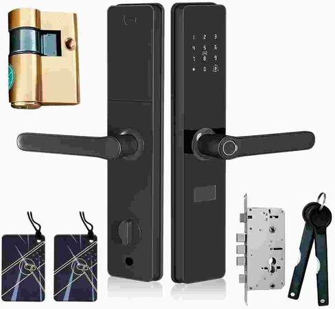 KEPEAK Fingerprint Smart Lock with 2 Lever Handle Set, App Control, Keyless Entry Front Door Lock Set, Electronic Digital Touchscreen Keypad, Auto Lock, Secure Home Access in Saudi Arabia