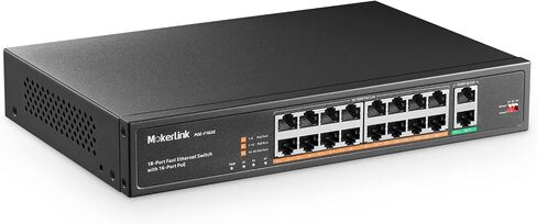 محول MokerLink 24 منفذ PoE مع منفذي إيثرنت Gigabit Uplink، طاقة عالية 400 وات، يدعم IEEE802.3af/at، قابس غير مُدار على حامل وتشغيل PoE+ in Kuwait
