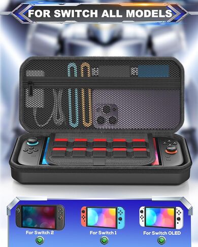 FYOUNG All in One Accessories Case Bundle for Nintendo Switch 2 2025, Portable Carrying Case with Game Card Slots, for Travel & Storage (Black in Saudi Arabia
