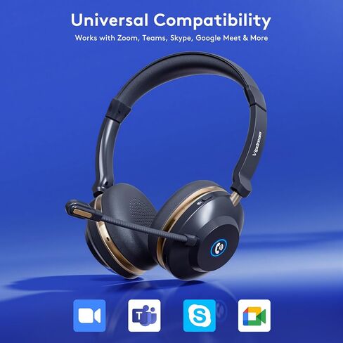 Wireless Headset With Microphone, Bluetooth 5.3 Headset With 45H Battery | Bluetooth 5.3, 45H Talk Time, Mute Button, Charging Base, Protein Leather Cushions for Work Calls and Online Meetings in Saudi Arabia
