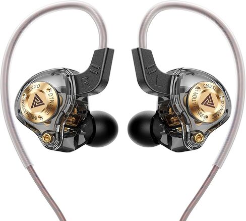 Piluyaa Wired Gaming Headphones IEM Earphones with 1DD，QKZ ENZO in Ear Monitor, HiFi Earbuds, Bass Sound with New 11mm Dynamic Driver for Video Music Gaming (Black) in Saudi Arabia