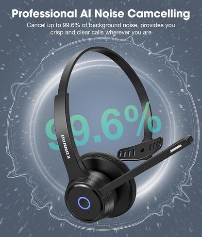 Bluetooth Headset with AI Noise Cancelling Microphone, V5.3 Wireless Headphones with USB Dongle, Charging Station, Microphone Mute Switch, Wireless Headsets for Work in Saudi Arabia