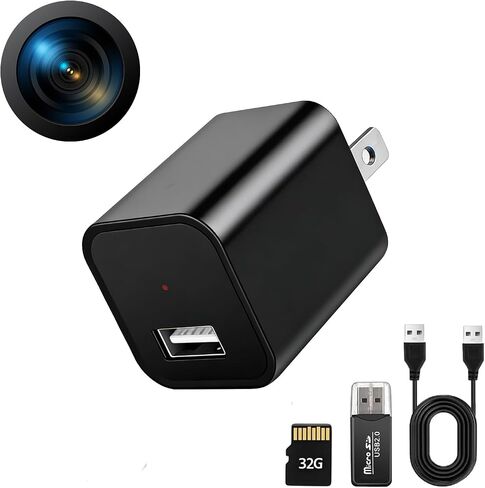 USB Charger Hidden Camera, 1080P Motion Detection Indoor Security Camera with SD Card Included, No WiFi/Monthly Fee, 106° Wide Angle, Local Storage Home Monitoring Device (2026 Upgraded) in Saudi Arabia