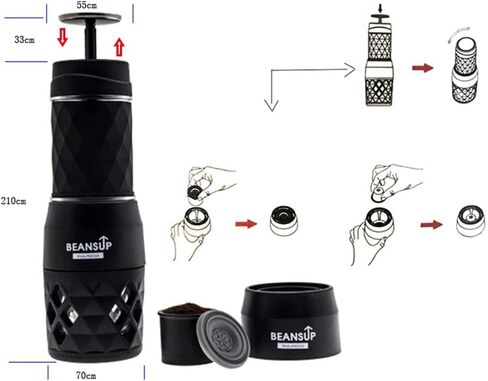 Manual Capsule Coffee Machine Travel Espresso Brewer Hand Operated Compact Design Detachable Reusable 304 Stainless Steel G in Saudi Arabia
