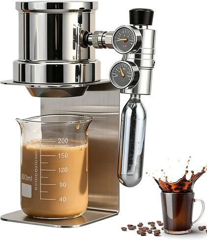 Pneumatic Espresso Machine, Portable Manual Coffee Maker with Dual Pressure Gauge, 200ml Measuring Cup, for Home Office (Stainless) in Saudi Arabia