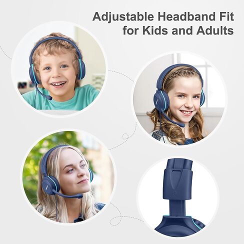 SIMOLIO-USB-C-Wired-Headphone for-School with Boom-Microphone & Mute Button | Portable Over-Ear Kids Gaming Headsets with 3 Level Safe Volume,Bag for Students K12,Boys,Travel,iPad,Galaxy,iPhone,Tablet in Saudi Arabia