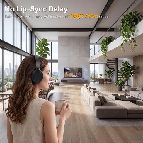 Wireless Headphones for TV Watching, TV Headphones Wireless for Seniors with Transmitter Charging Base, 65H No Audio Delay Bluetooth Headphones for TV, HiFi Stereo Sound, Gifts for Parents/Elderly in Saudi Arabia