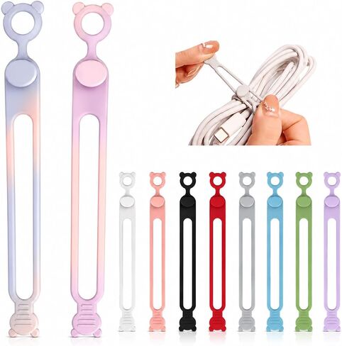 50-Pack Silicone Cable Ties Reusable, Data Cable Organizer, High Elastic, Multipurpose, Cable Management for Charging Cord, Electronics, Computer, Appliances, Travel Essentials in Kuwait