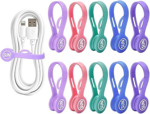 Magnetic Cord Organizer Cable Cord Organizer Magnet Clips Design Patented Silicone Twist Tie Strap Holder Cord Wrap Keepers Reusable Multi-Purpose Home Office School Gifts 10 Pack Mermaid​ in Saudi Arabia