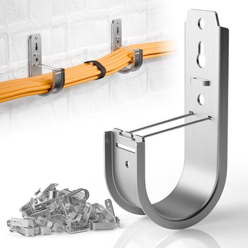 30 Pack 2 Inch J Hooks for Cable Management with Retainer Clips | J Hooks for Hanging: Retainer clips help secure low-voltage cables; wall or ceiling mount design keeps wiring organized. in Saudi Arabia