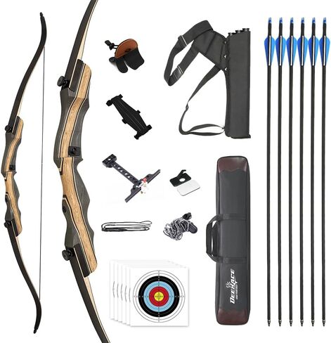 DEERACE Takedown Recurve Bow and Arrow Set 48" 54" 62" 66" 68" 70" Classic Traditional Wooden Bow for Adults Youth Beginner Hunting Targeting Archery in Saudi Arabia