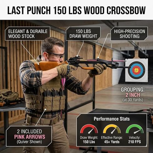 150 Lbs Wood Crossbow with 2 Arrows Hunting Cross Bow in Saudi Arabia